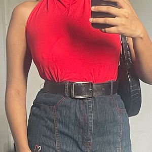 Red V Neck Top