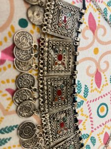 Vintage Silver Tone Tribal Necklace