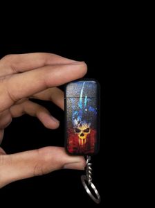 skull-design refillable flame lighter