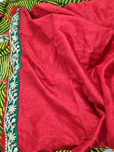 Georgette Lariya Saree With Blouse Red