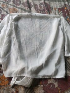 White Sheer Tie-Front Top