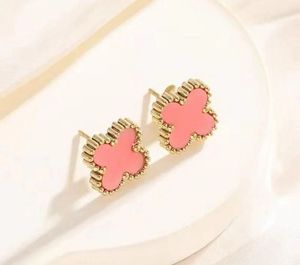 Pink Clover Stud Earrings