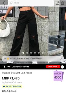 Ripped Wide Leg Black Jeans