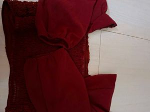 Maroon Embroidered Top