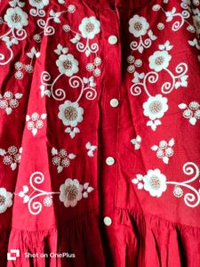 Maroon Embroidered Midi Dress