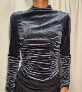 Zara glitter ruched sleeved bodysuit