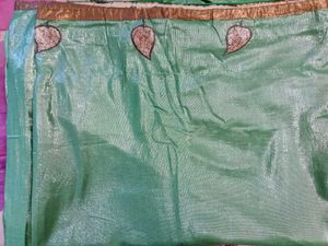 Green &amp; Brown Leaf Pattern Saree