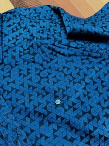 Lee Cooper Men Blue Printed Cotton Casual Shirt