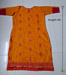 Mustard Yellow Kurti With Dupatta