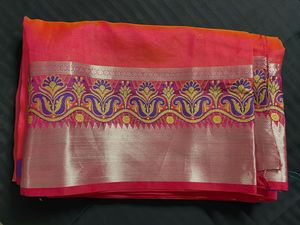 Pink &amp; Silver Dual Embellished Saree