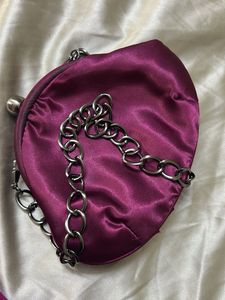 SATYA PAUL  Plum Satin Evening Bag