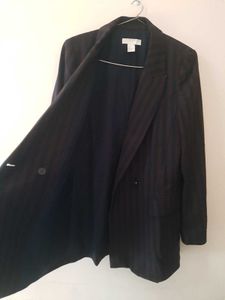 Double Breasted Blazer H&amp;M Blue and brown stripes