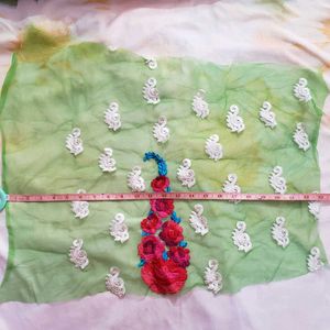Green Embroidered Material