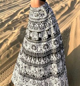 Elephant Print Maxi Wrap Up Skirt