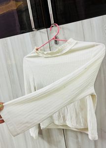 Cute White Long Sleeve Top