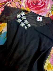 Price Drop‼️Stylish Black Sheer Top