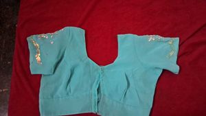 Party Wear Cyan  Saree new with blouse