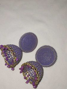 Purple Jhumka Earrings