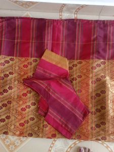 Maroon &amp; Gold Patterned Saree