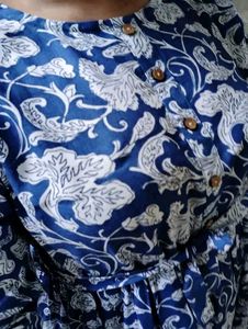 Blue Floral Print Midi Dress