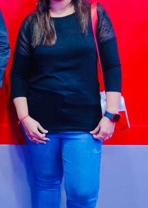 Black Sheer Sleeve Top