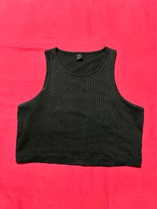 SHEIN Black Ribbed Sleeveless Crop Top – Size XS
