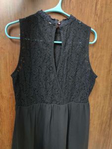 Elegant Black Lace Chiffon Dress