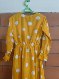 Yellow Polka Dot Long Sleeve Dress