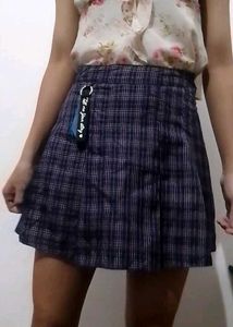 Plaid Pleated Mini Skirt