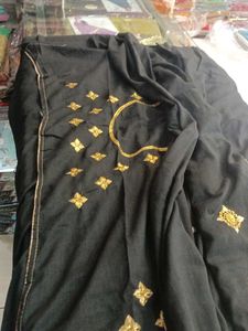 Elegant Black &amp; Gold Embroidered Saree