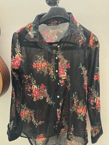 Floral Sheer Button-Up Shirt