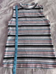 Striped Sleeveless Rib Knit Top