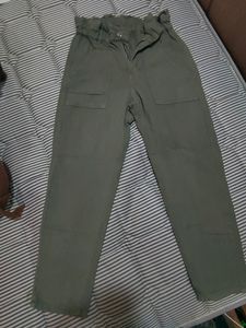 Olive Green High Waist Wide Leg Denims