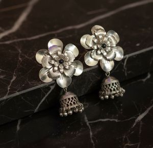 Floral Jhumka Earrings silver