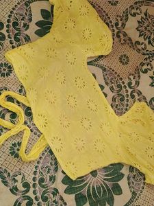 Yellow Eyelet Dress