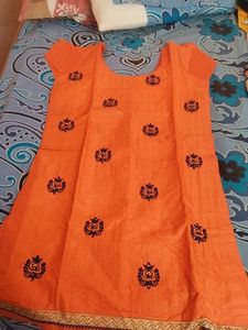 Orange Embroidered Kurti