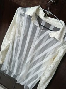 Elegant Sheer Striped Blouse