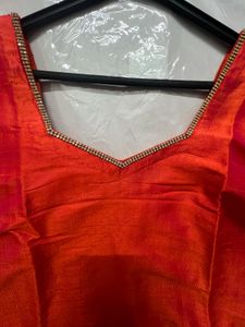 Orange Raw Silk Kurti