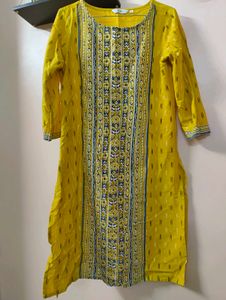 Yellow Printed Kurta