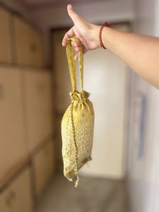 Mustard Brocade Potli Bag