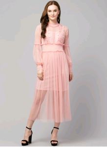 Offer Price 📢 Beautiful Women Lace Flowers Dream Gauze Dress Temperament Collar Lantern Sleeve Dress(With Inner )