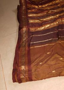 Elegant Brown Striped Saree