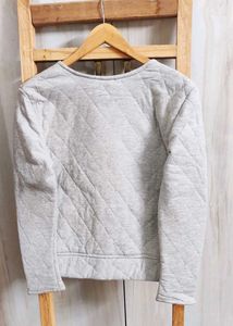 Gray Quilted Zip-Up Jacket size-36