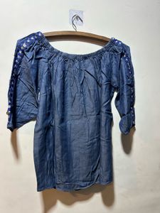 Chambray Off-the-Shoulder Top