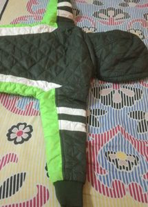 Green Puffer Hoodie Jacket Coat For Kids