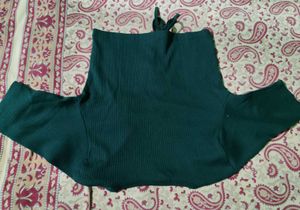 Green Ruched Cropped Top