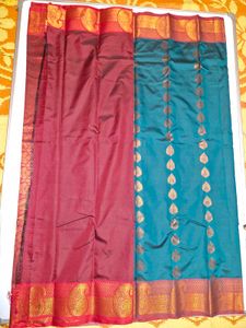Elegant Teal &amp; Red Saree