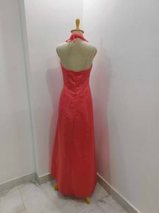 Coral satin dress