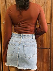 Brown Long Sleeve Crop Top