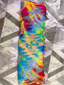 Colorful Tie-Dye Beaded Scarf